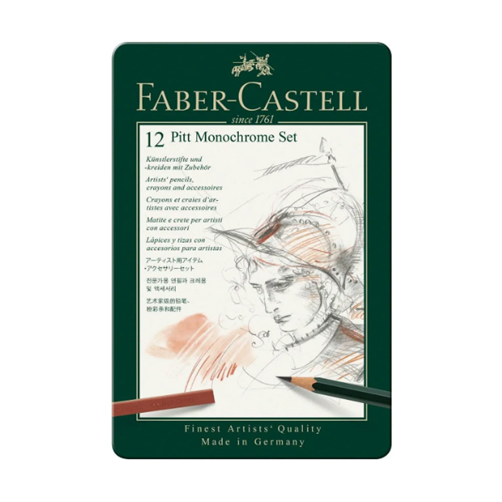 Faber-Castell Pitt Monochrome piešimo priemonių rinkinys, 12 vnt.