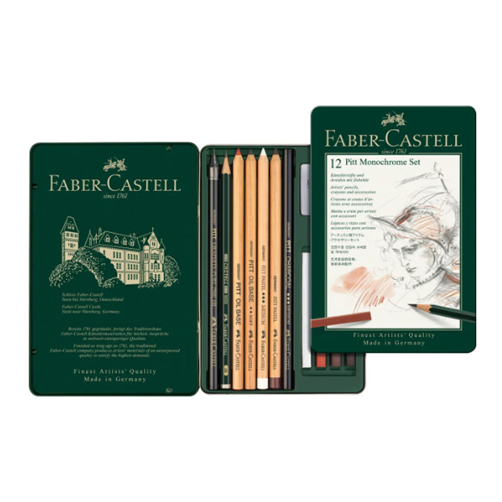 Faber-Castell Pitt Monochrome piešimo priemonių rinkinys, 12 vnt.