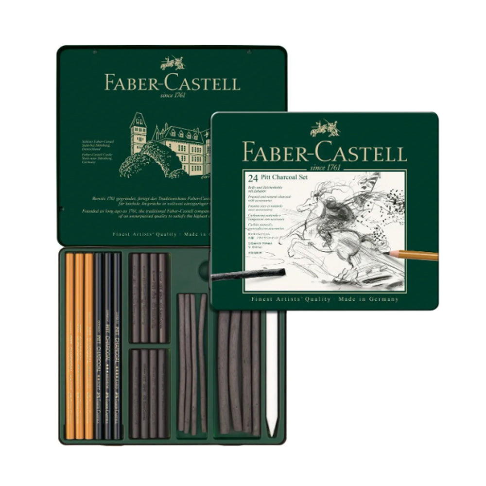 Faber-Castell Pitt Charcoal piešimo priemonių rinkinys, 24 vnt.