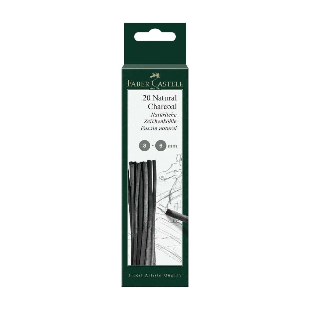 Faber-Castell Pitt natūralios anglies lazdelių rinkinys, 3–6 mm, 20 vnt.