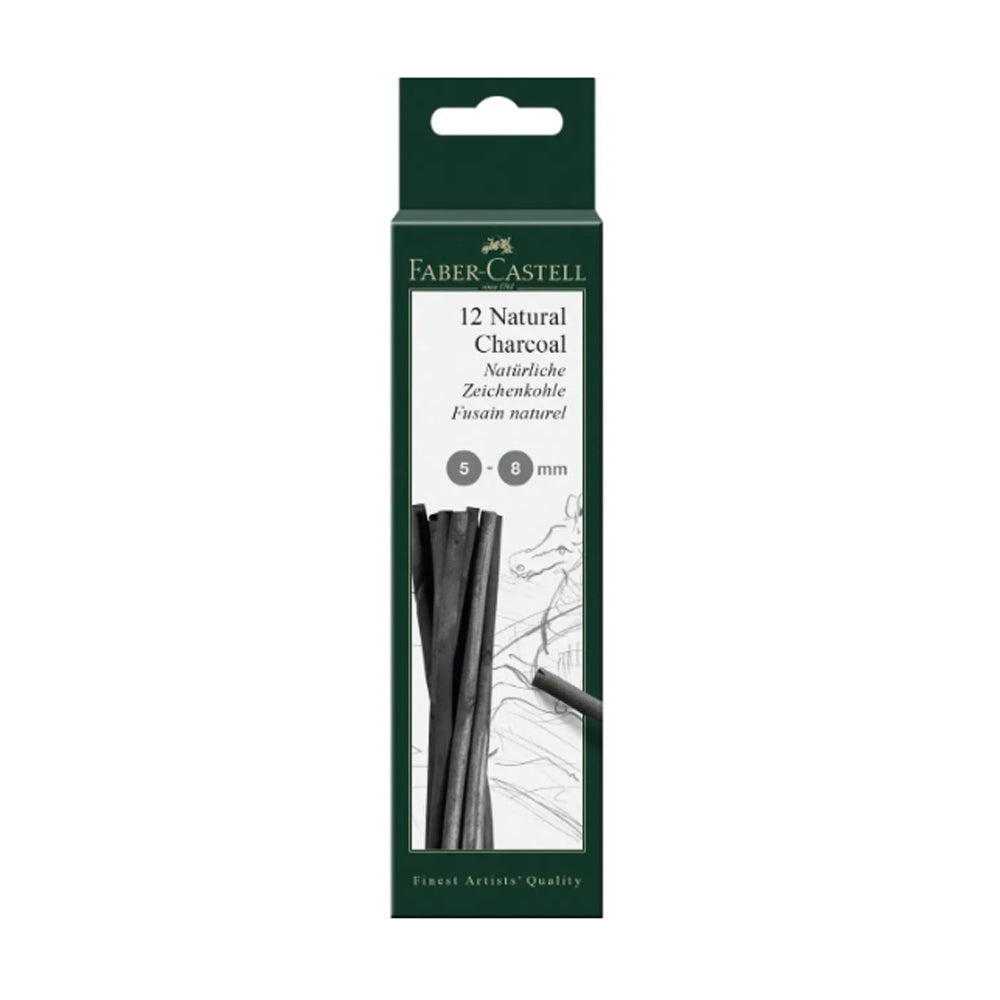 Faber-Castell Pitt Natural Charcoal Sticks Set, Black, 12 pcs.