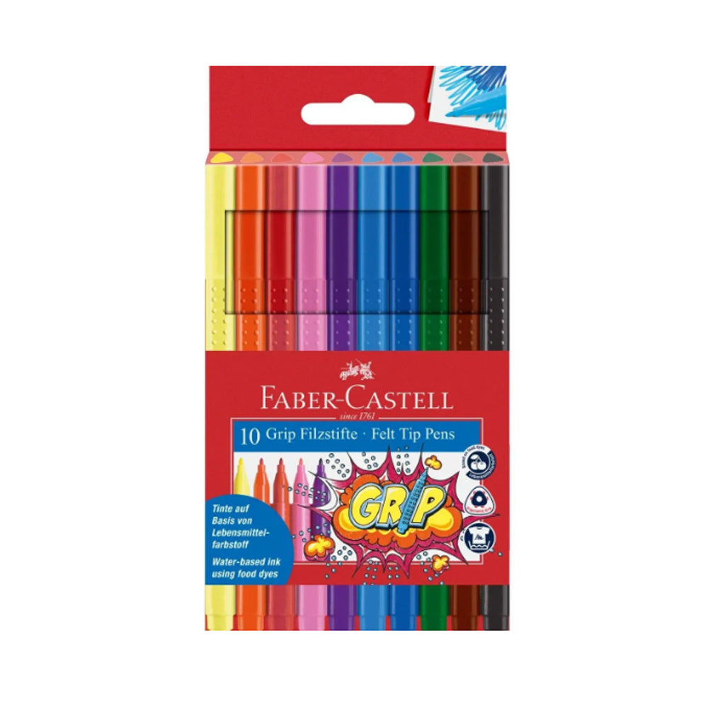 Faber-Castell Grip Felt Tip Pens, 10 pcs.