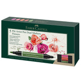 Faber-Castell Pitt Artist Flowers dvipusių rašiklių piešimui rinkinys, 5 vnt.