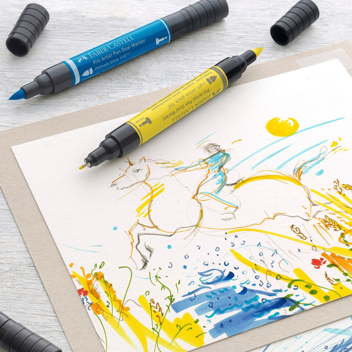 Faber-Castell Pitt Artist Flowers dvipusių rašiklių piešimui rinkinys, 5 vnt.