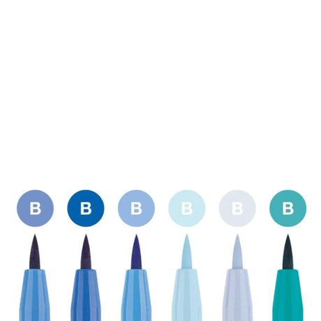 Faber-Castell Pitt Artist India Ink Brush Pen Set, 6 pcs., various blue shades