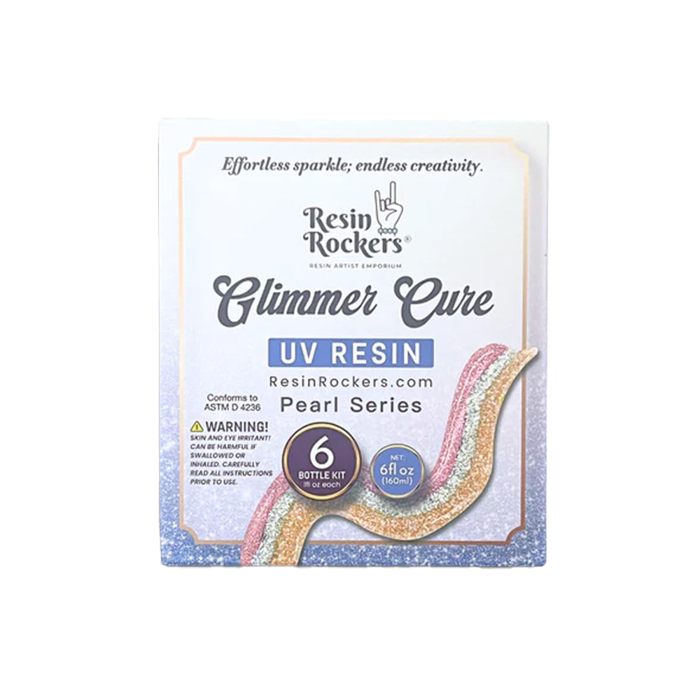 Resin Rockers Glimmer Cure UV derva su perlamutru, kieta, pilnas rinkinys