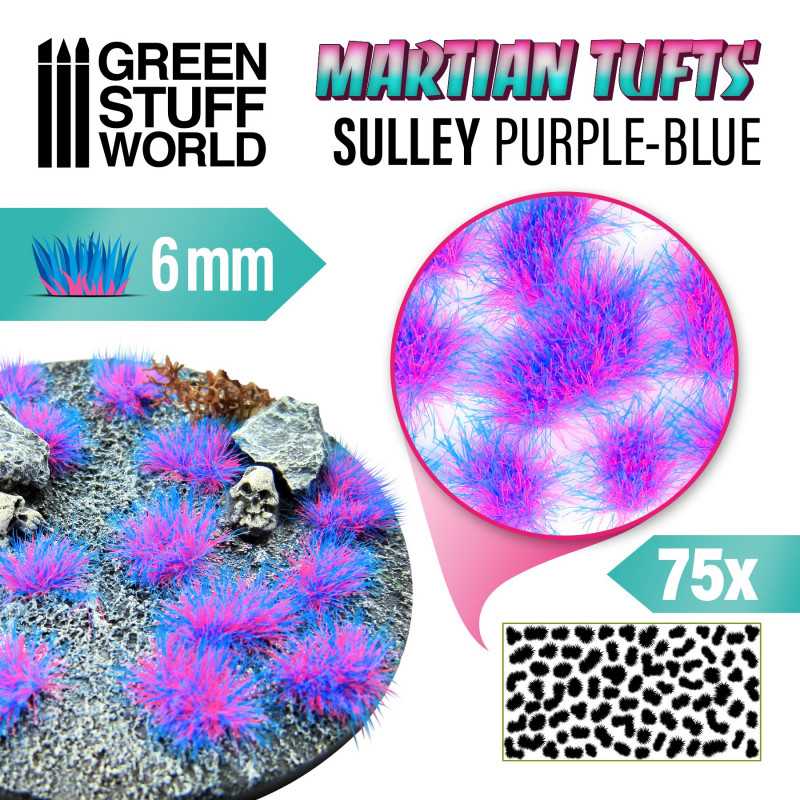 Green Stuff World Martian Fluor Tufts dekoratyviniai žolės kuokšteliai, purpurinės-mėlynos spalvos