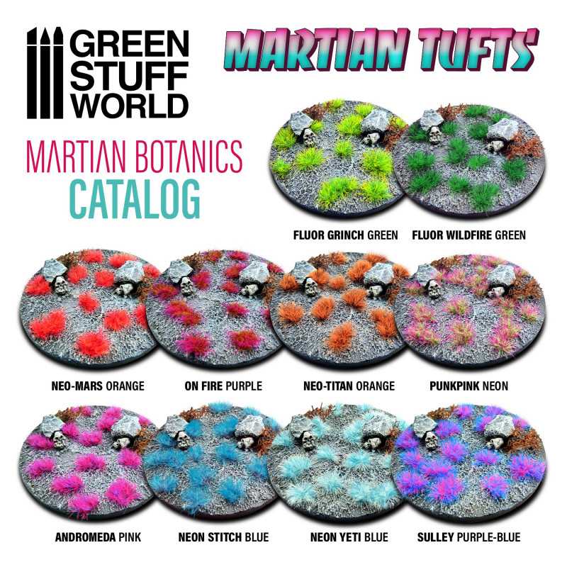 Green Stuff World Martian Fluor Tufts dekoratyviniai žolės kuokšteliai, purpurinės-mėlynos spalvos