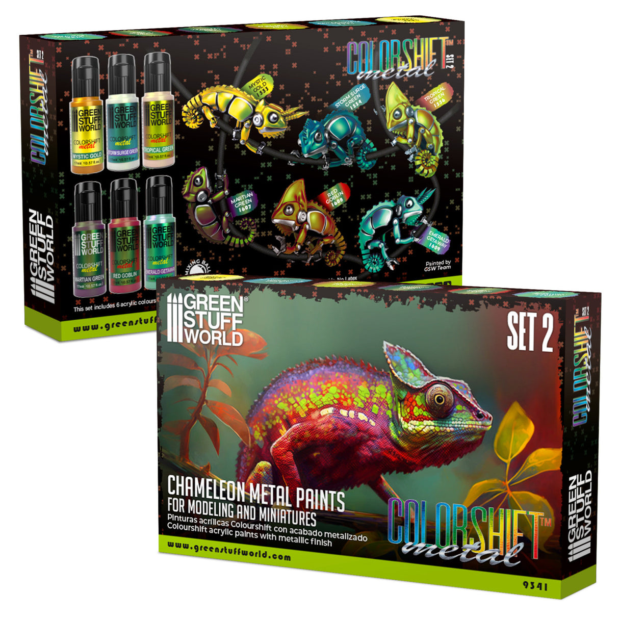 Green Stuff World Chameleon akrilinių dažų rinkinys No. 2, 6x17 ml