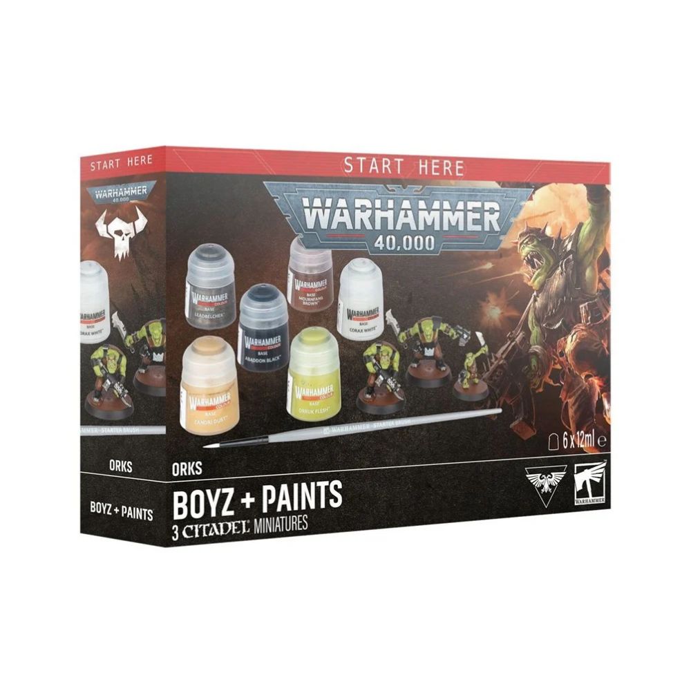 Warhammer 40,000 Orks: Boyz + Paints miniatiūrų ir dažų rinkinys