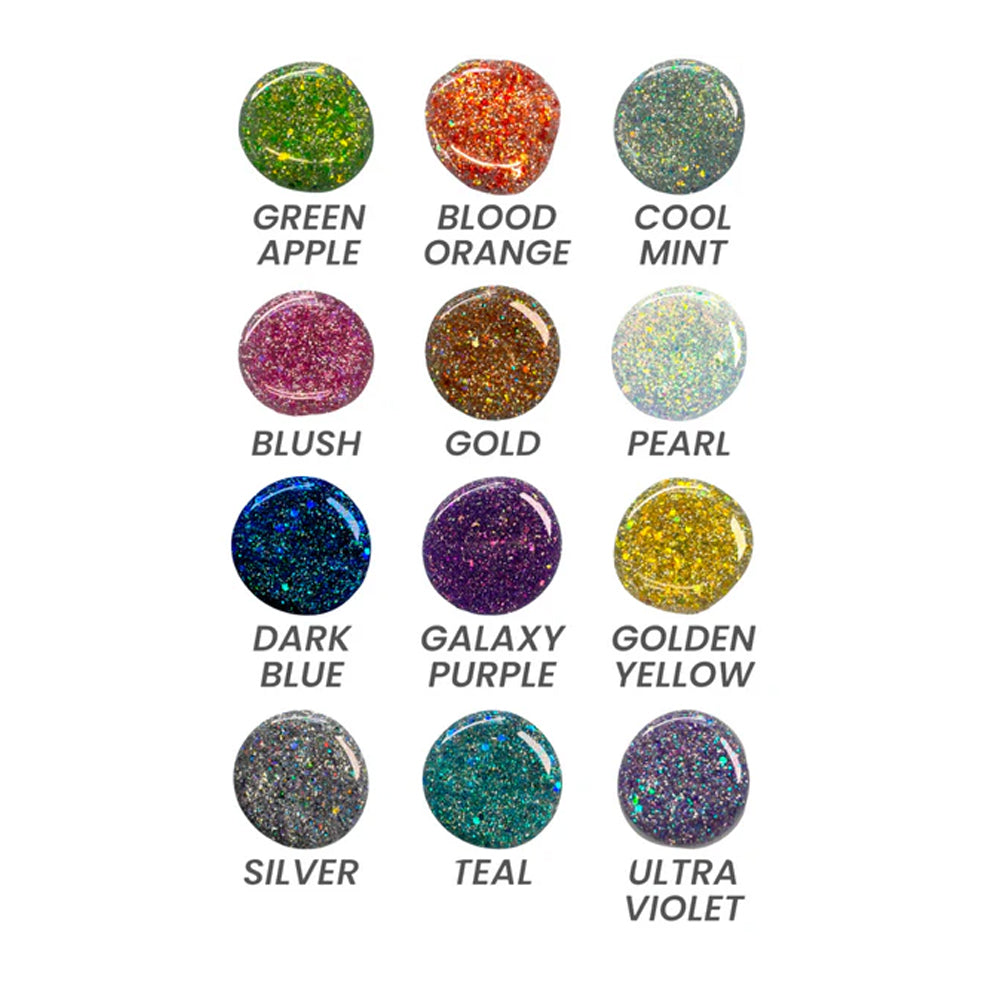 Resin Rockers Glimmer Cure UV derva su blizgučiais, kieta, pilnas rinkinys