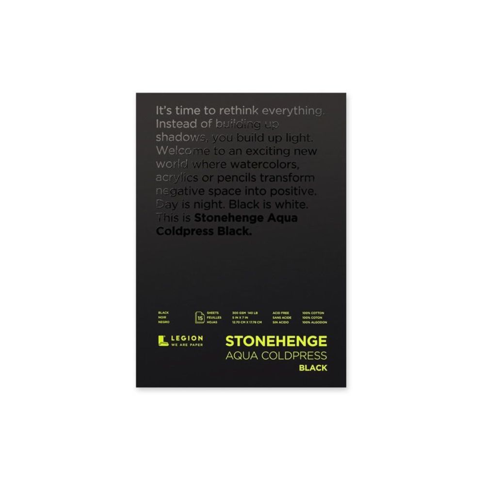 Stonehenge Aqua Black akvarelinis popierius, 15 lapų, 300 gsm