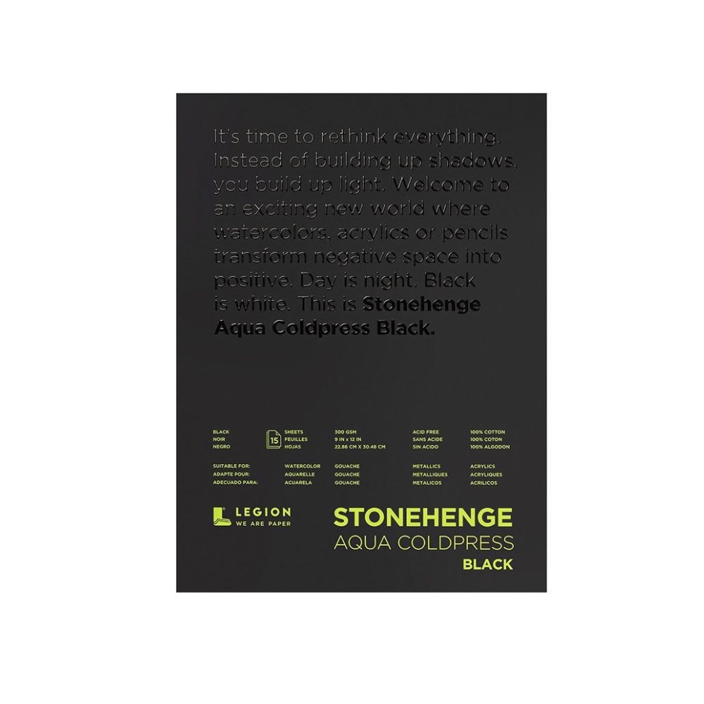 Stonehenge Aqua Black akvarelinis popierius, 15 lapų, 300 gsm