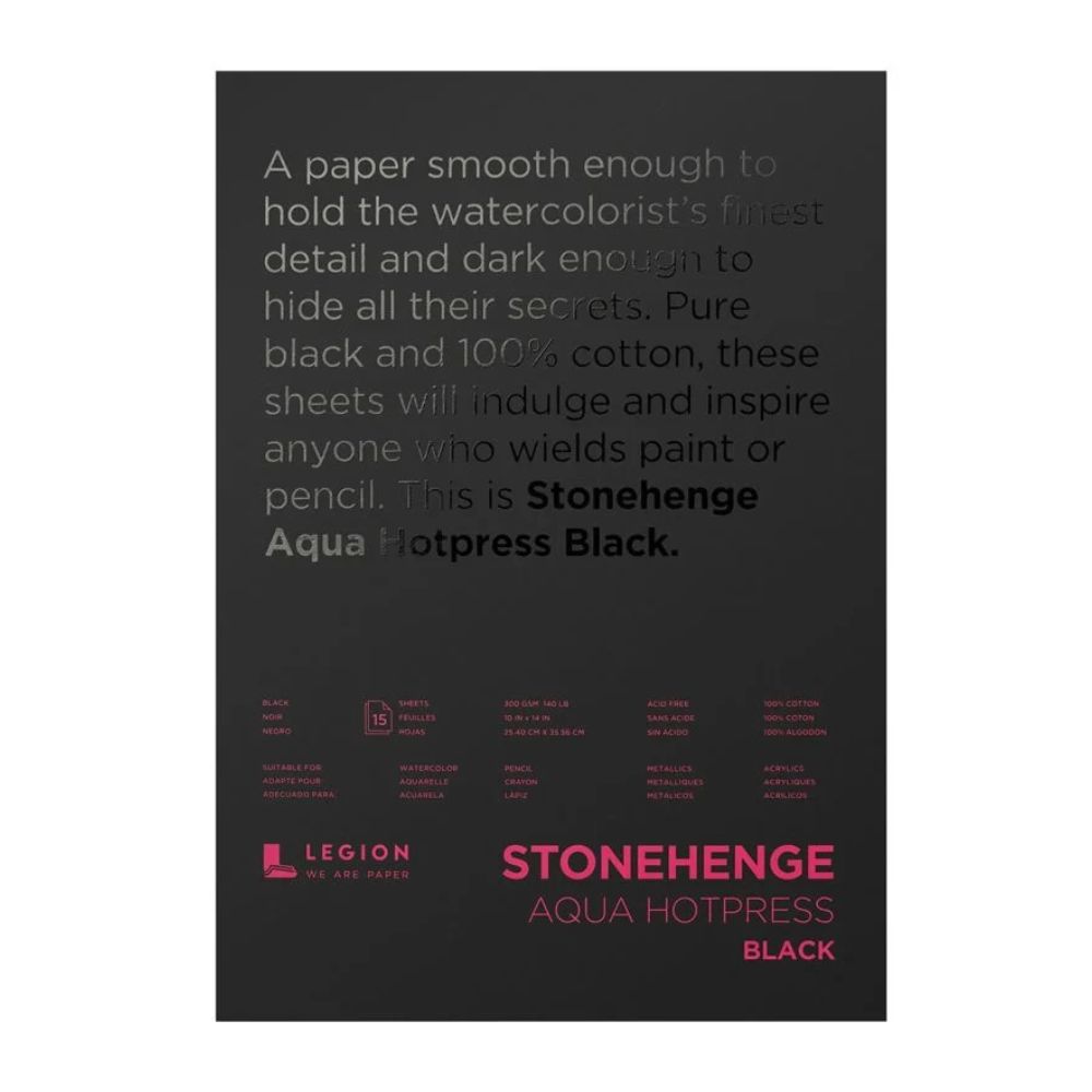 Stonehenge Aqua Black akvarelinis popierius, 15 lapų, 300 gsm