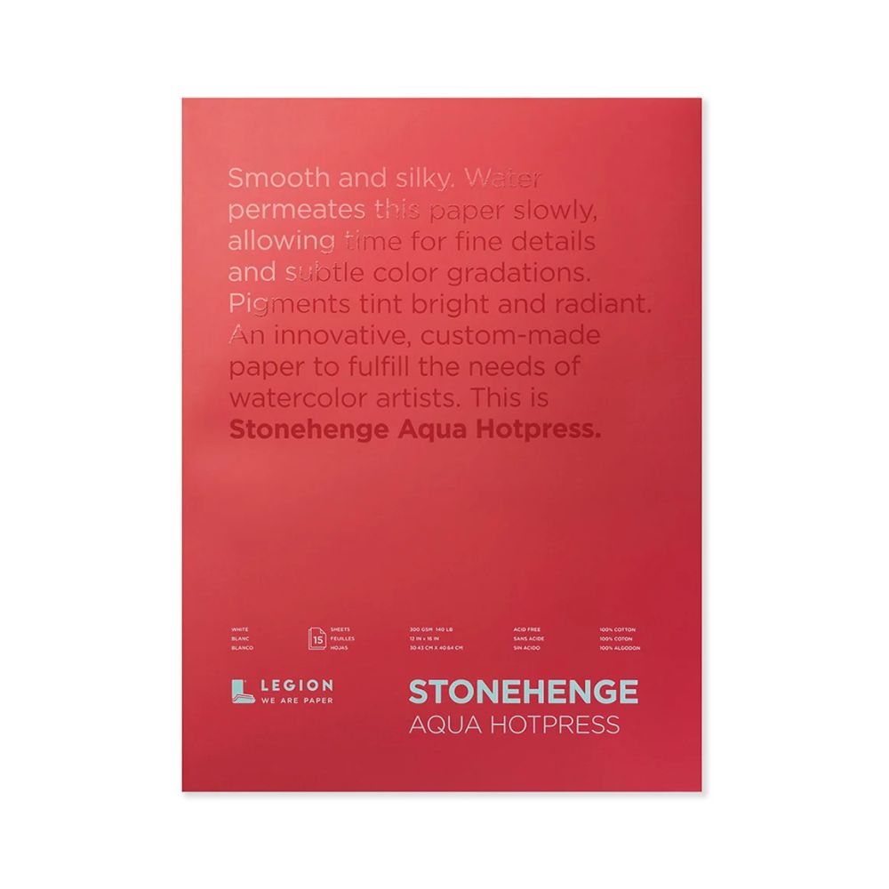 Stonehenge Aqua White akvarelinis popierius, 15 lapų, 300 gsm