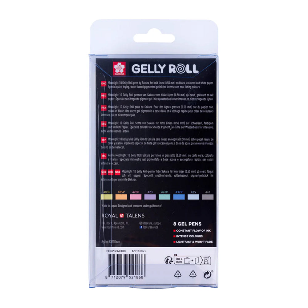 Sakura Gelly Roll gelinių tušinukų rinkinys Moonlight 10 Pastel, 8 spalvos