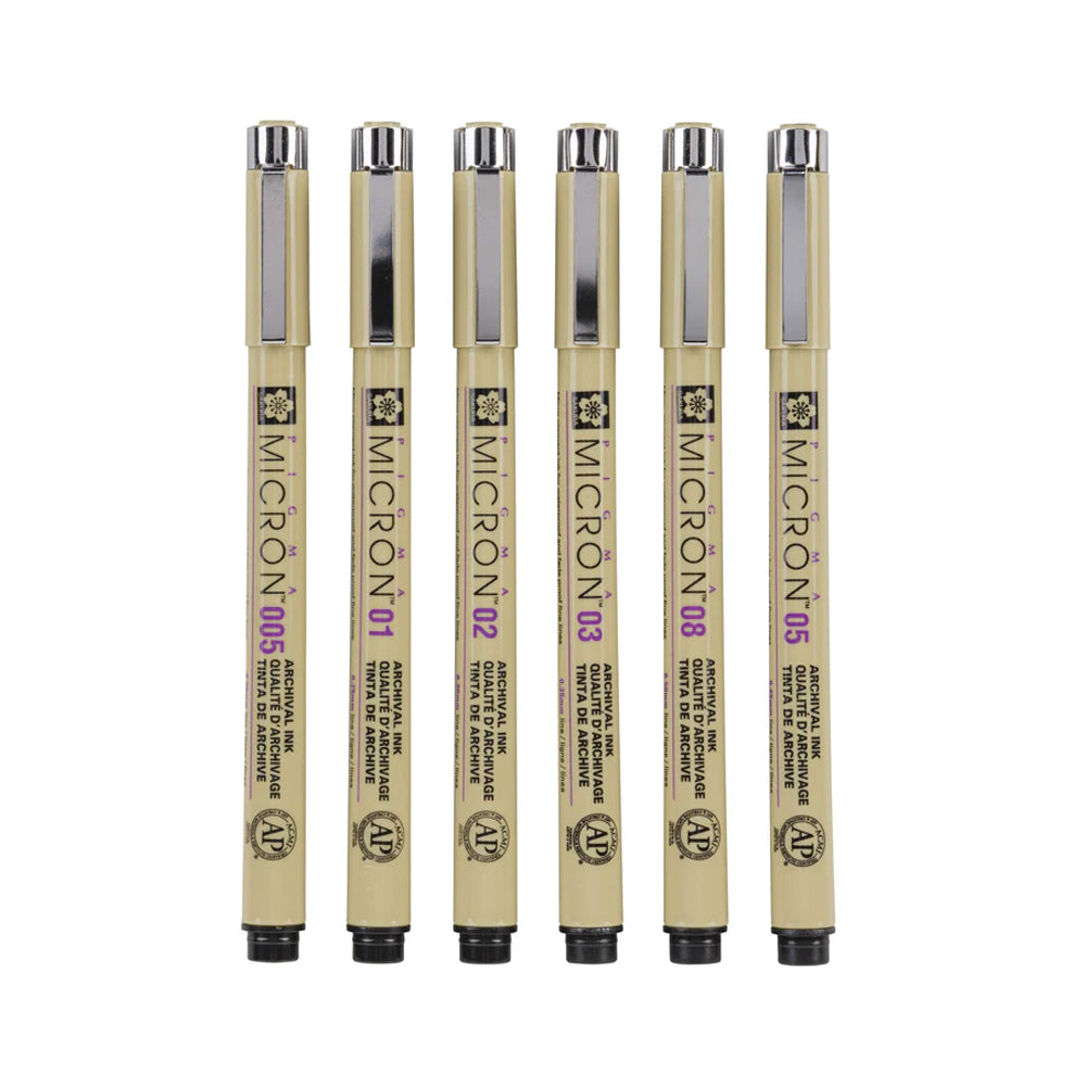 Sakura Pigma Micron 01 Fineliner Set, 6 Colours