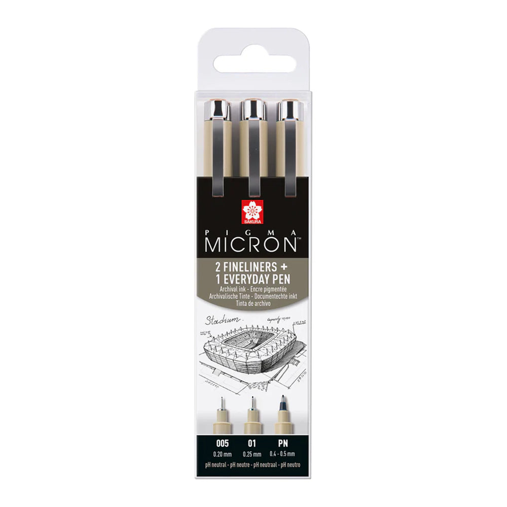 Sakura Pigma Micron tušinukų rinkinys Architecture, 3 tušinukai