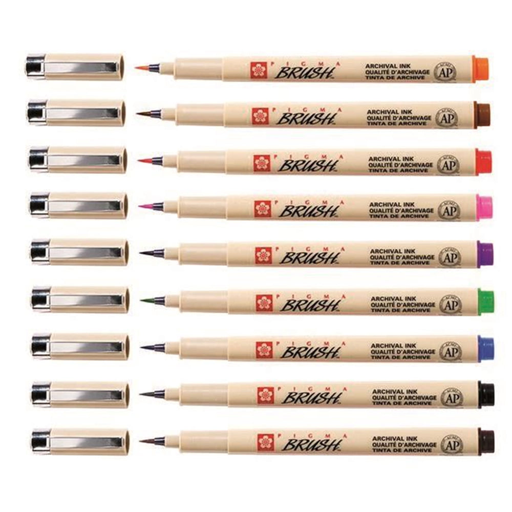 Sakura Pigma Brush Pens Set, 9 colours