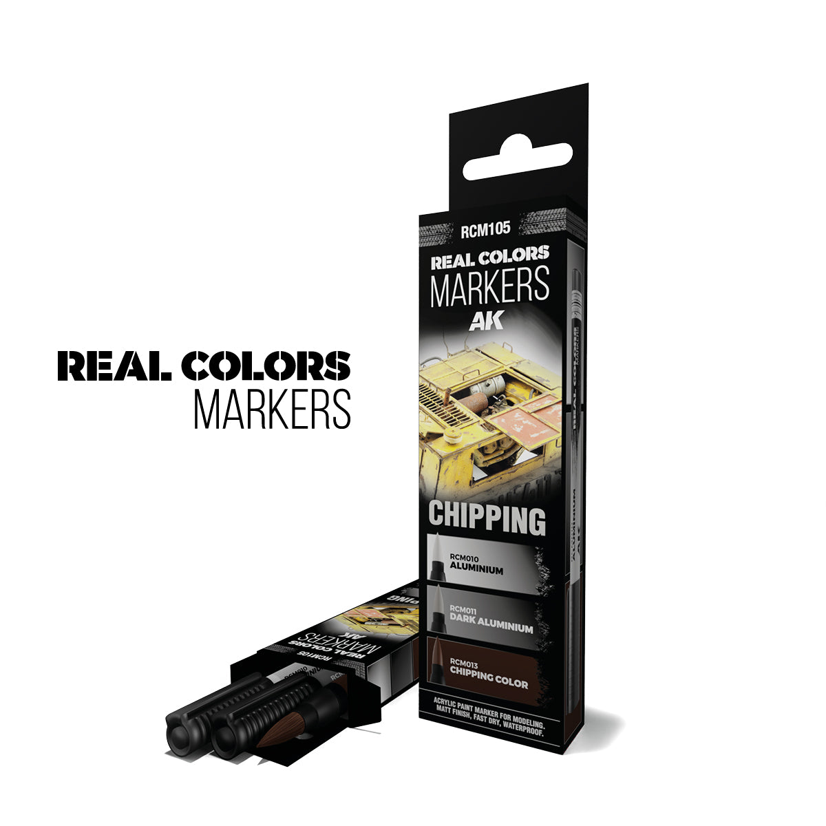 AK Interactive Real Colors Markers Chipping Set, 3 pcs.