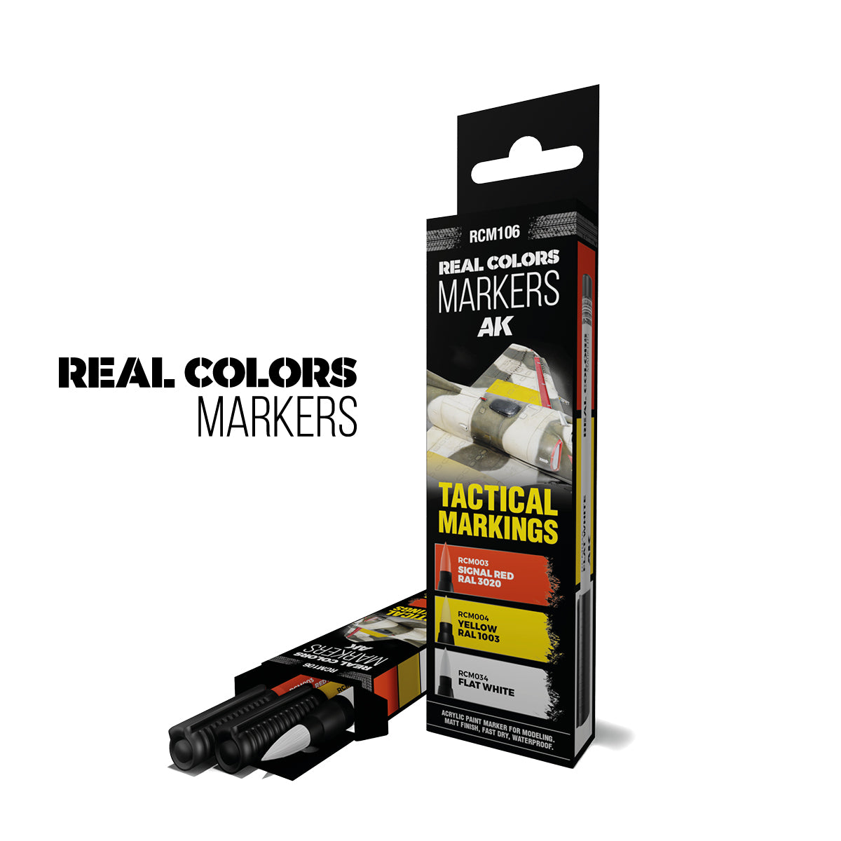 AK Interactive Real Colors Markers Tactical Markings rinkinys, 3 markeriai