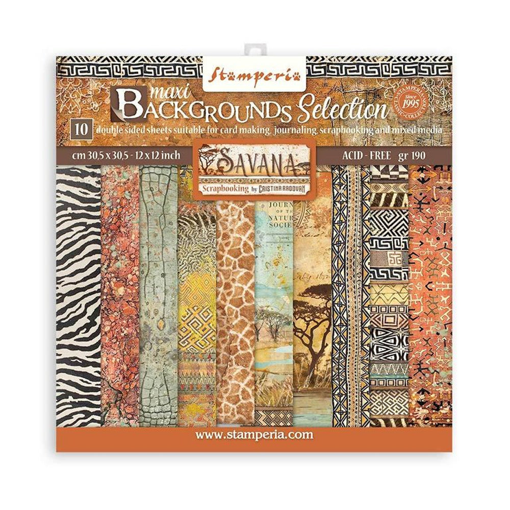 Stamperia Double-Sided Scrapbooking Paper Set - Savana, 10 units