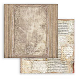 Stamperia dvipusio skrebinimo (dekoravimo) popieriaus rinkinys - Senoji biblioteka, fonų kolekcija, 10 vnt./pak.