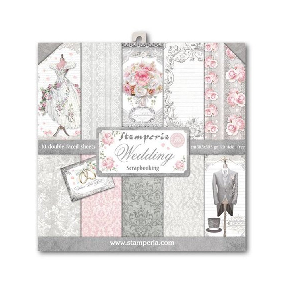 Stamperia Double-Sided Scrapbooking Paper Set - Wedding, 10 units