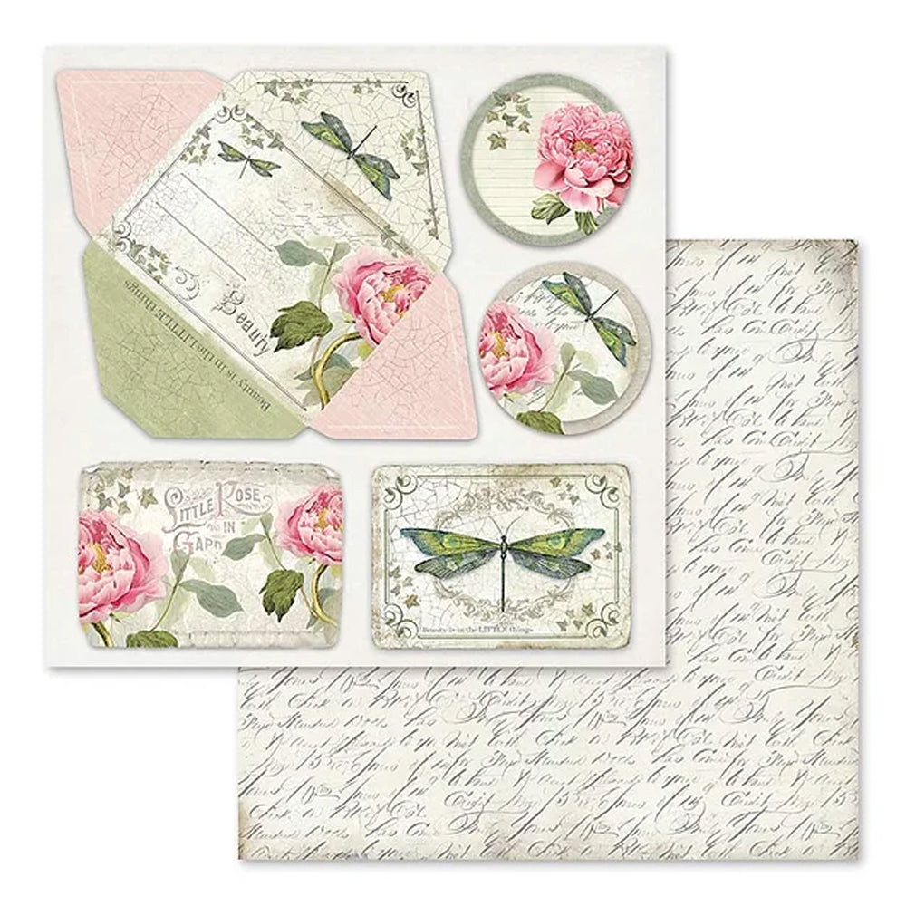 Stamperia Double-Sided Scrapbooking Paper Set - Letters and Flowers, 10 units