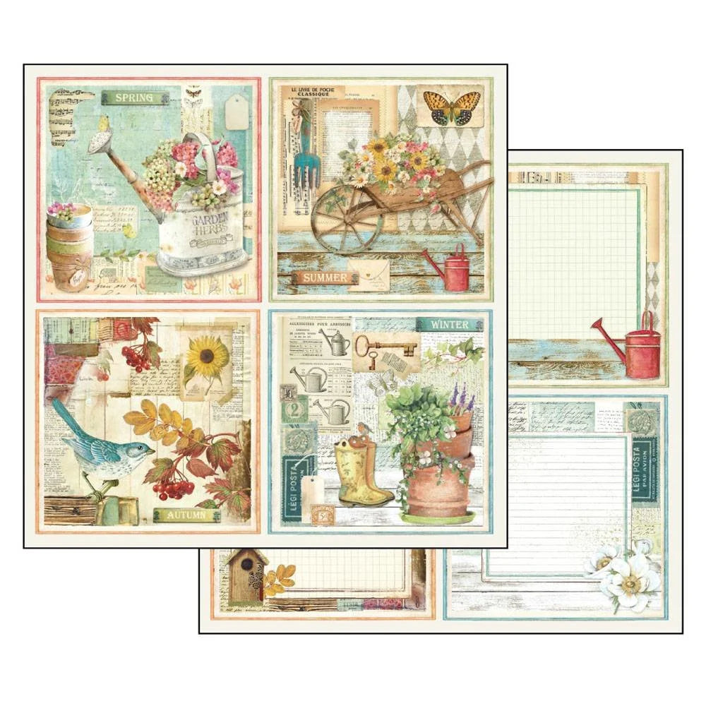 Stamperia Double-Sided Scrapbooking Paper Set - Garden, 10 units