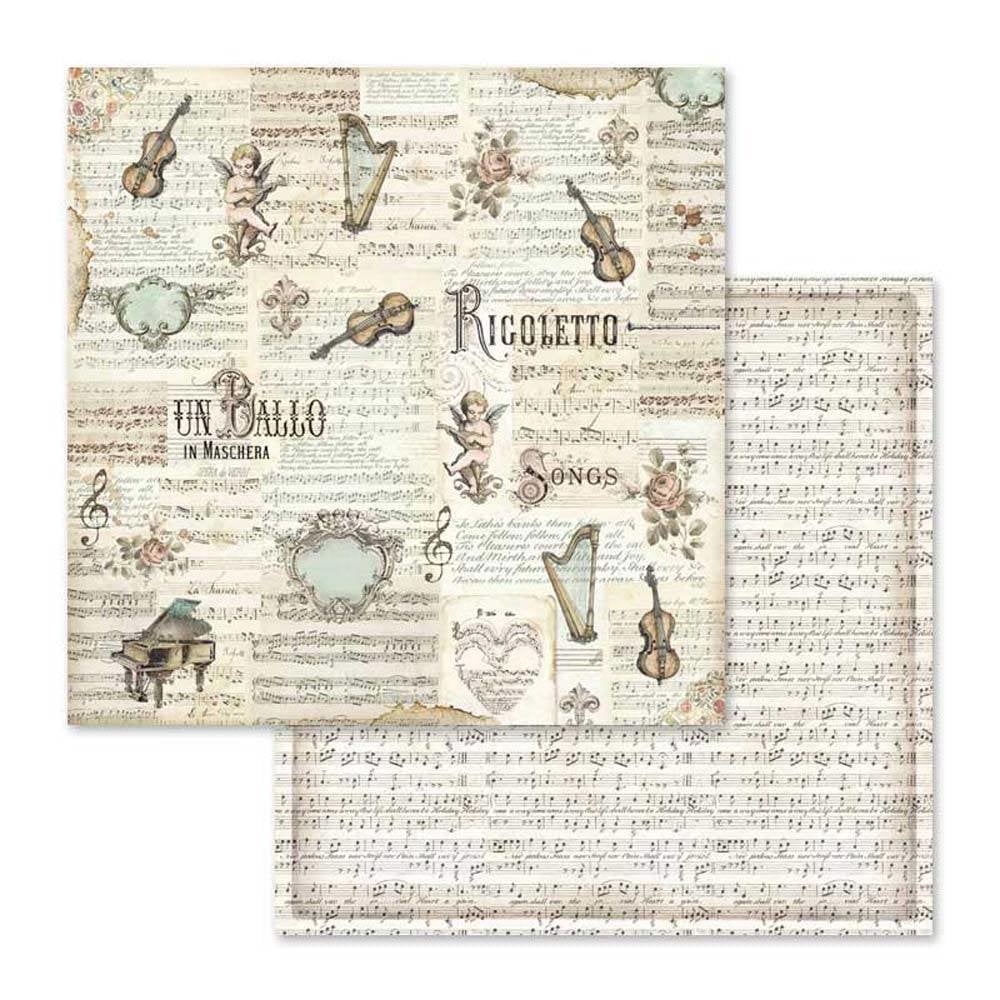 Stamperia Double-Sided Scrapbooking Paper Set - Music, 10 units