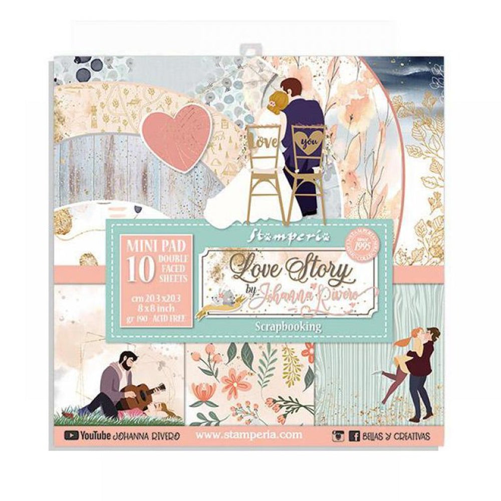 Stamperia Double-Sided Scrapbooking Paper Set - Love Story, 10 units