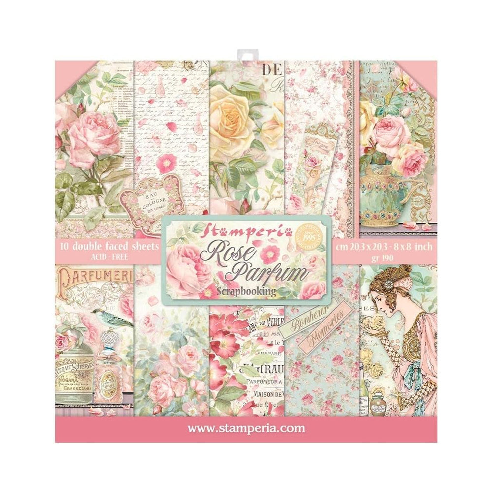 Stamperia Double-Sided Scrapbooking Paper Set - Rose Parfum, 10 units