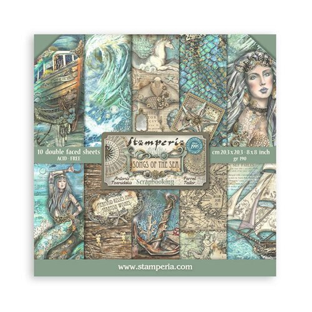 Stamperia Double-Sided Scrapbooking Paper Set - Songs Of The Sea, 10 units