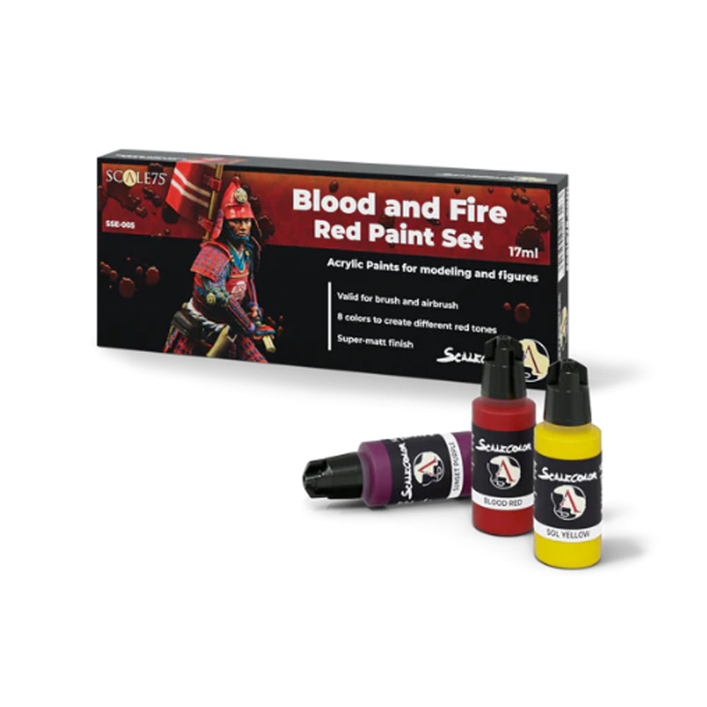 Scale 75 BLOOD and FIRE Red Acrylic Paint Set, 8x17 ml