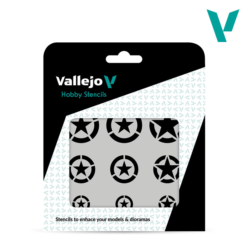 Vallejo Hobby Stencils - JAV oro pajėgų ženklų trafaretai