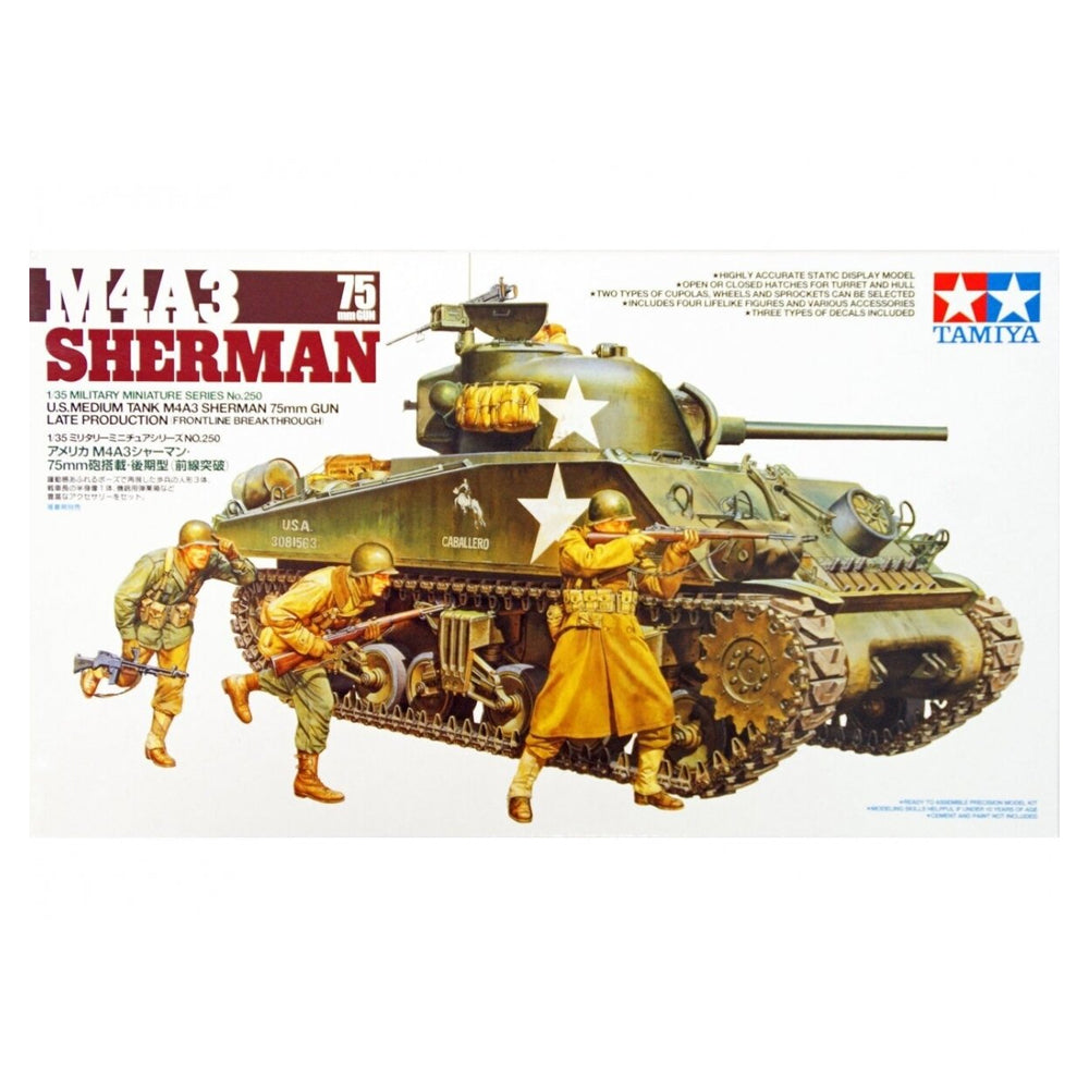 Tamiya U.S. Medium Tank M4A3 Sherman surenkamas modelis, 1:35