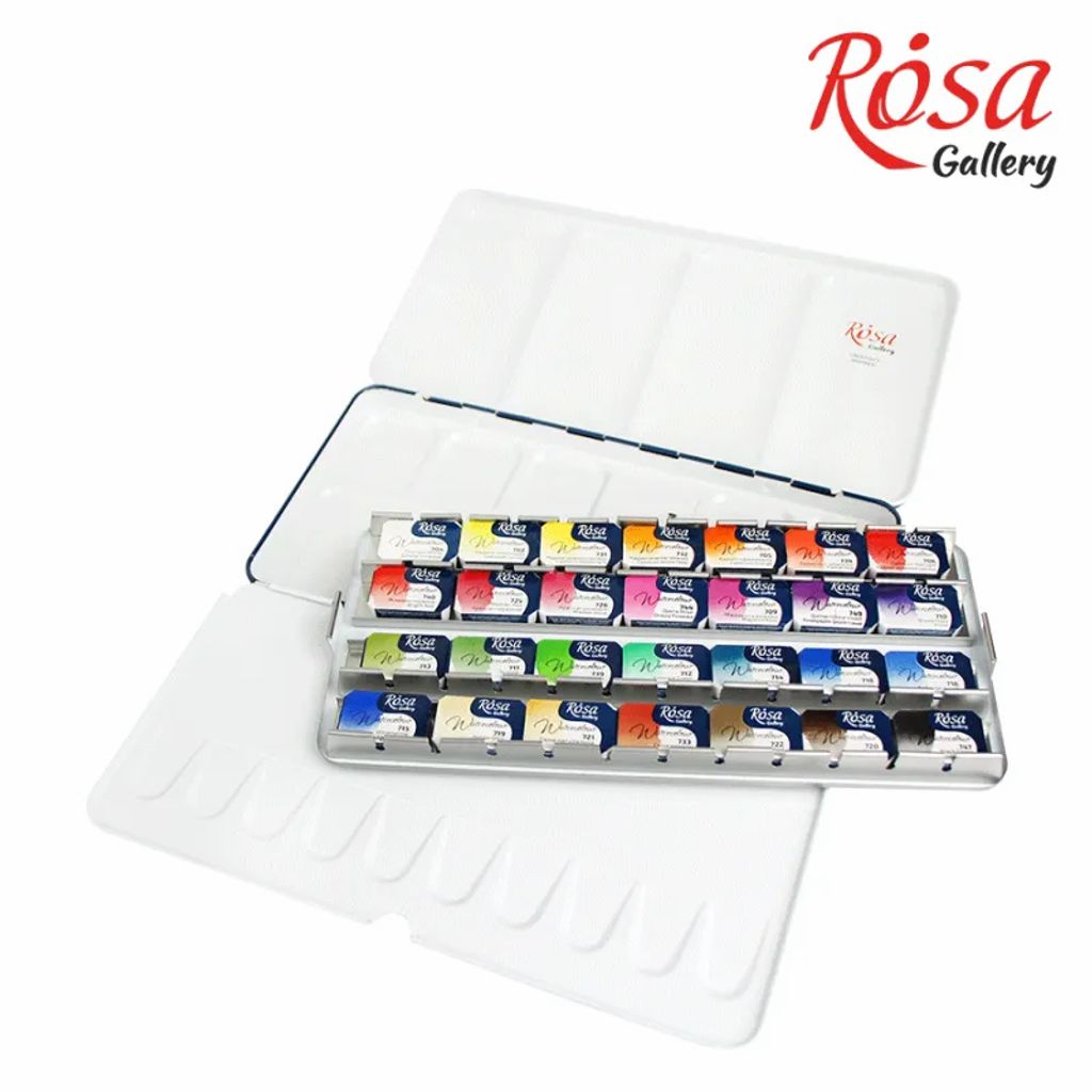 ROSA Gallery Watercolour Metal Tin Set - Botanical, 28 colours