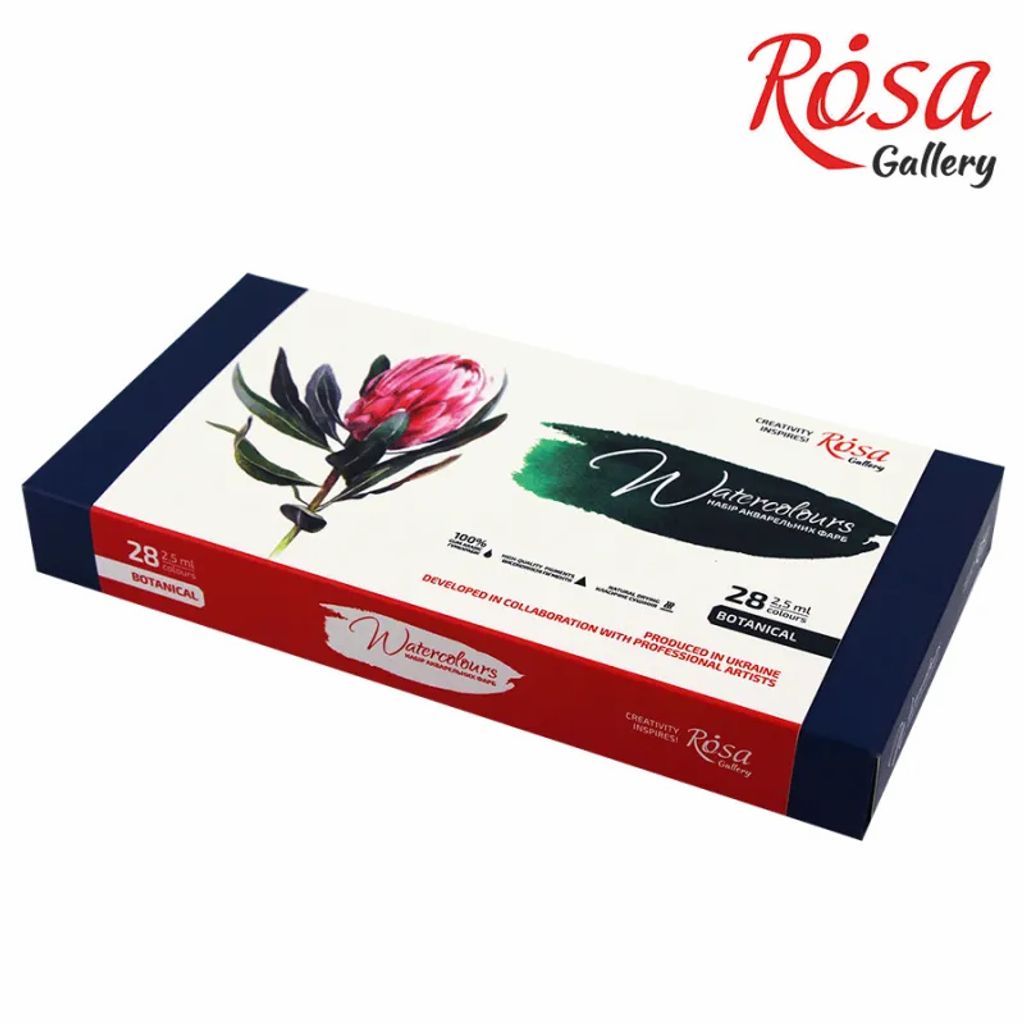 ROSA Gallery Watercolour Metal Tin Set - Botanical, 28 colours