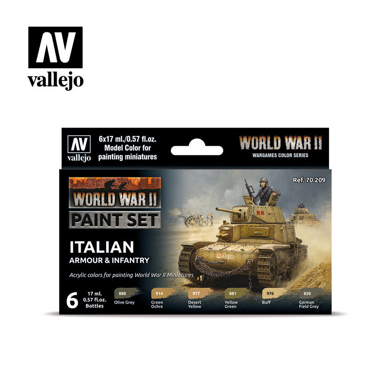 Vallejo WWII Italian Armour & Infantry akrilinių dažų rinkinys, 6x17 ml