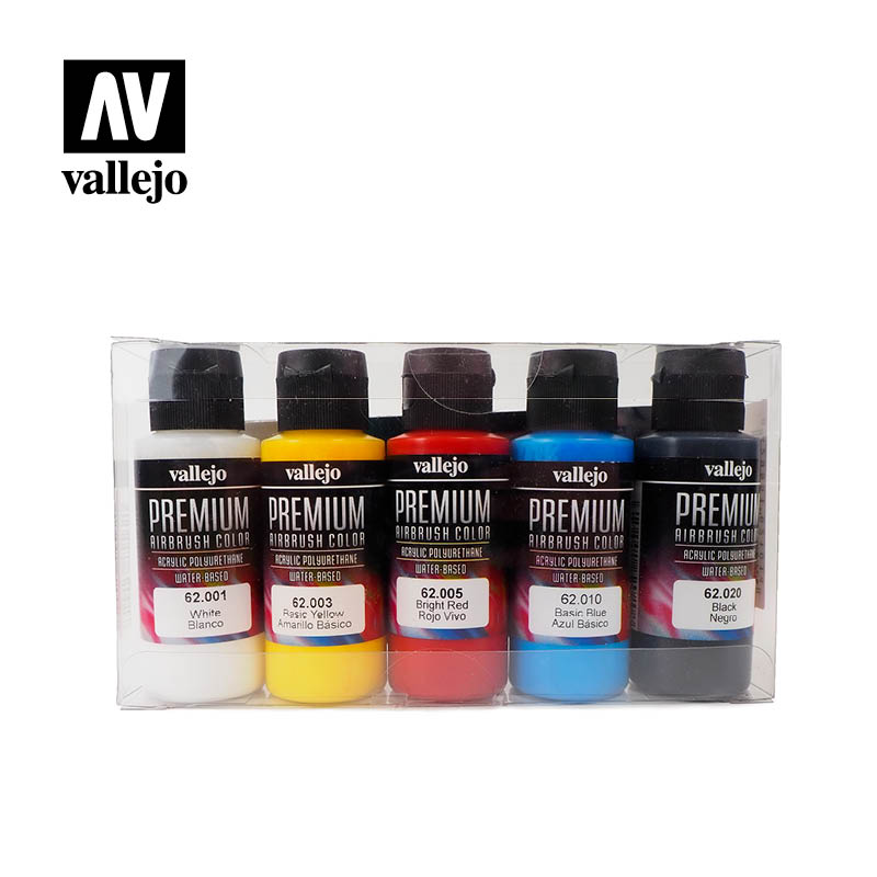 Vallejo Premium Airbrush Color Opaque Basics dažų rinkinys, 5x60 ml