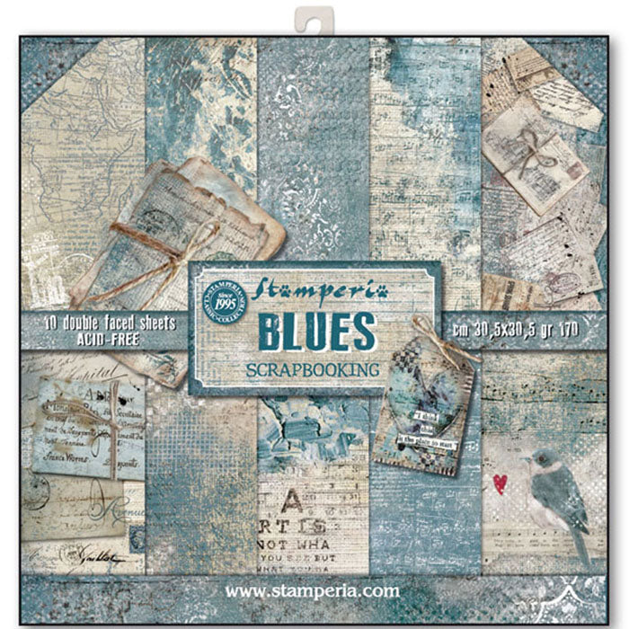 Stamperia Double-Sided Scrapbooking Paper Set - Blues, 10 units