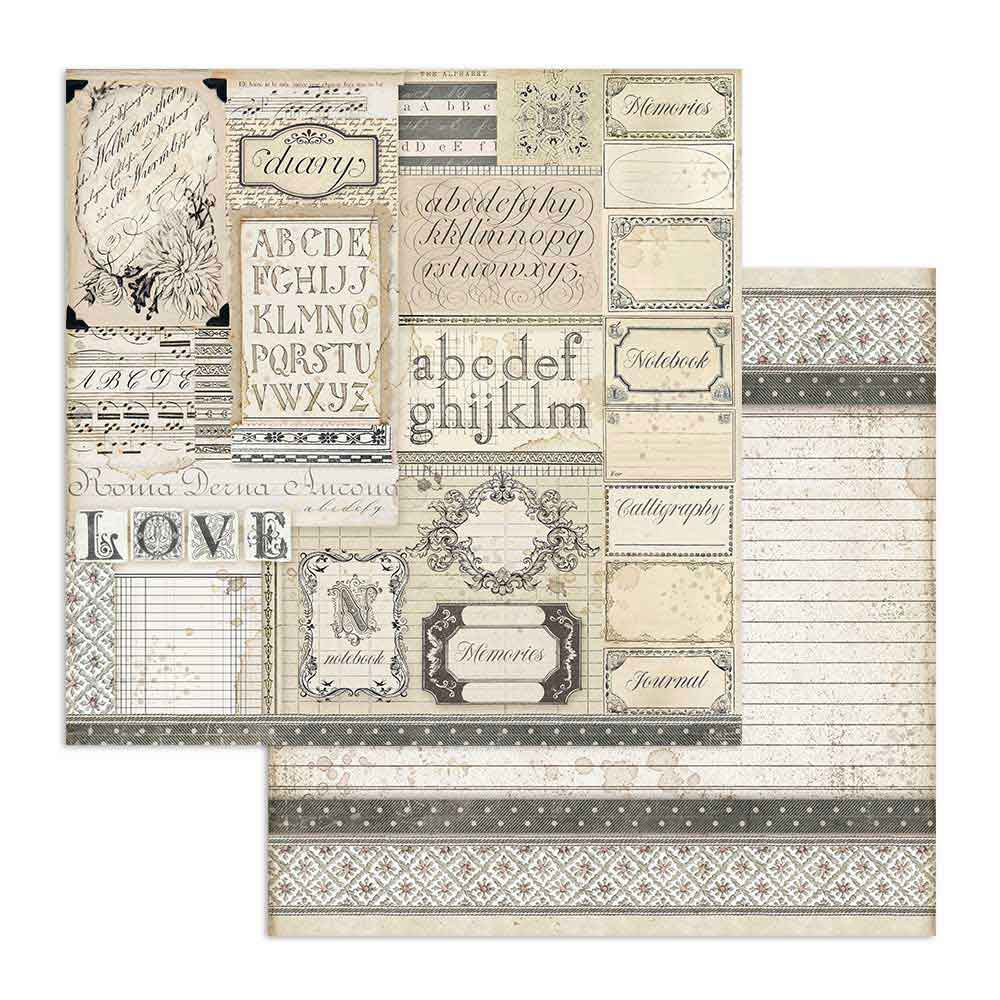 Stamperia Double-Sided Scrapbooking Paper Set - Calligraphy, 10 units