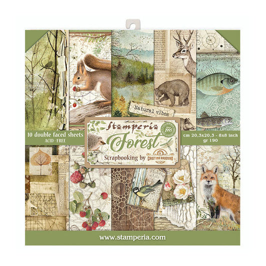 Stamperia Double-Sided Scrapbooking Paper Set - Forest, 10 units