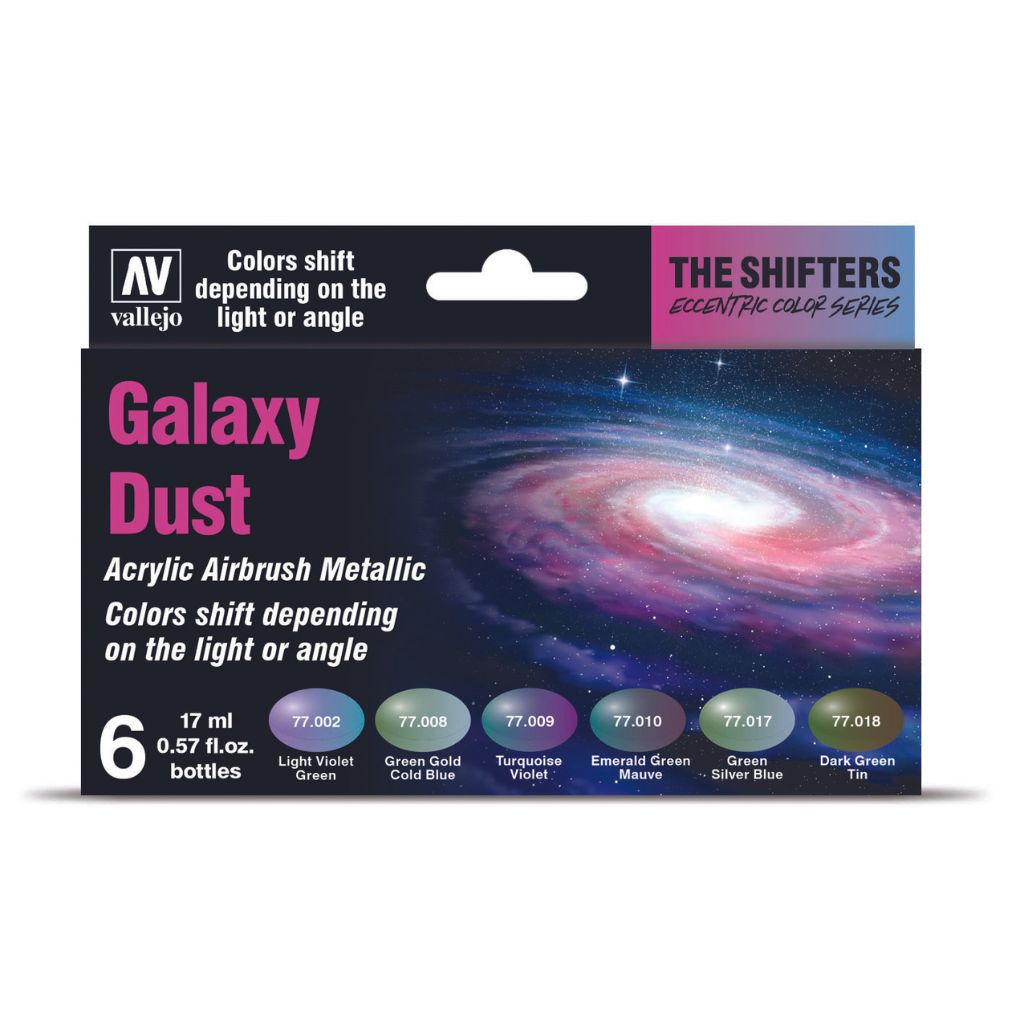 Vallejo Galaxy Dust akrilinių dažų rinkinys, 6x17 ml