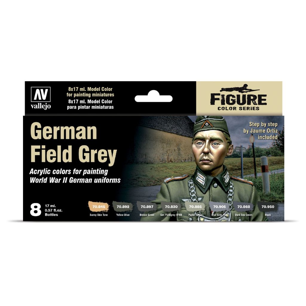 Vallejo German Field Grey akrilinių dažų rinkinys, 8x17 ml