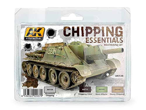 AK Interactive Chipping Essentials sendinimo priemonių rinkinys, 2x35 ml, 2x17 ml