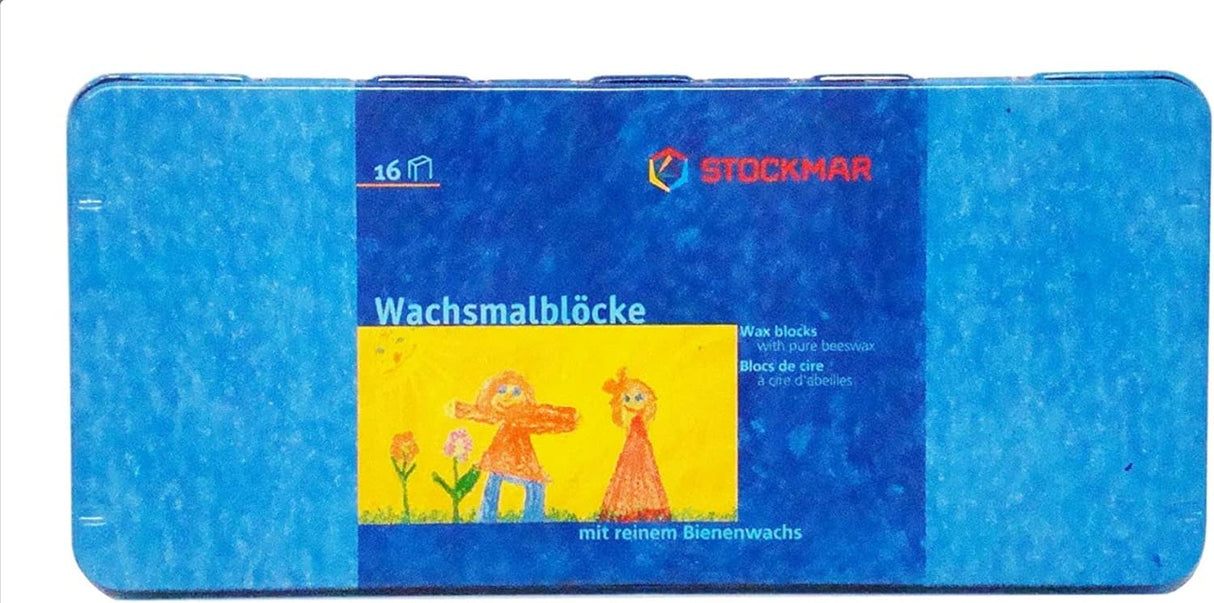 Stockmar Bičių vaško vandeniui atsparių kreidelių rinkinys metalinėje dėžutėje, 16 spalvų