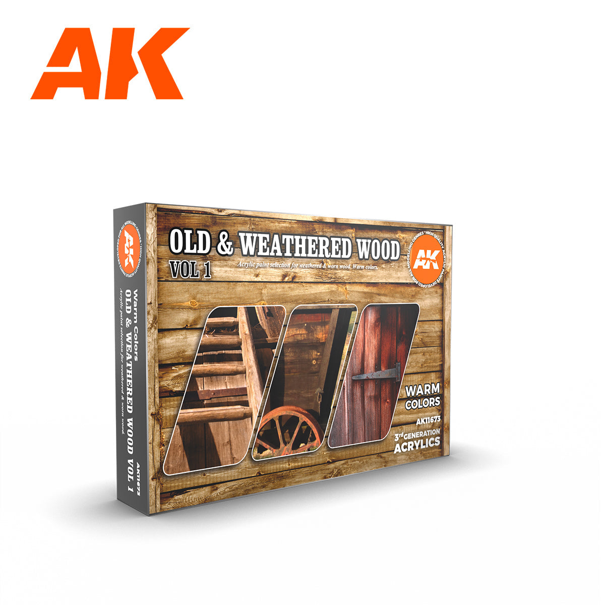 AK Interactive Old & Weathered Wood Vol.1 Acrylic Paint Set, 6x17 ml