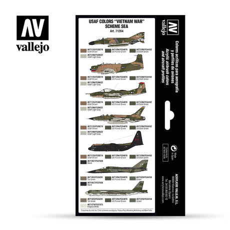 Vallejo USAF colors “Vietnam War” Scheme SEA akrilinių dažų rinkinys, 8x17 ml